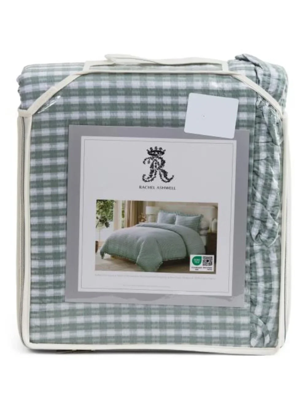 RACHEL ASHWELL Cotton Mini Gingham Seersucker Duvet Cover Set